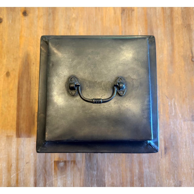 Luxury 19th C. Dispatch / Deed Box With Hinged Lid and Latch; Oil-Heated Steel and Iron For Sale - Image 10 of 12