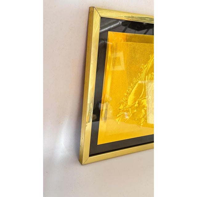Modern Embossed Gold Shell Artwork with Metallic Finish & Layered Framing, 1960s For Sale - Image 16 of 18