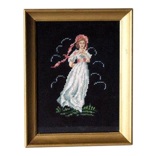 Vintage Needlepoint Picture, Thomas Lawrence's "Pinkie" For Sale