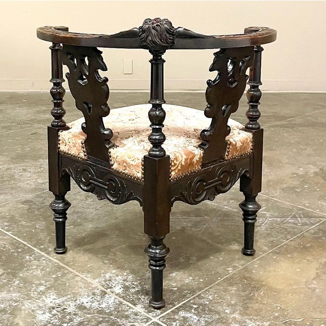 Antique 19th Century Italian Renaissance Revival Corner Armchair For Sale In Baton Rouge - Image 6 of 16