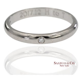 Cartier Platinum 950 Natural Diamond Wedding/Engagement Band Ring, Size 5 For Sale