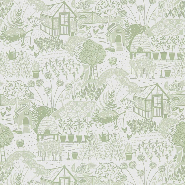 Sanderson The Allotment Wallpaper in Fennel - a Sample For Sale