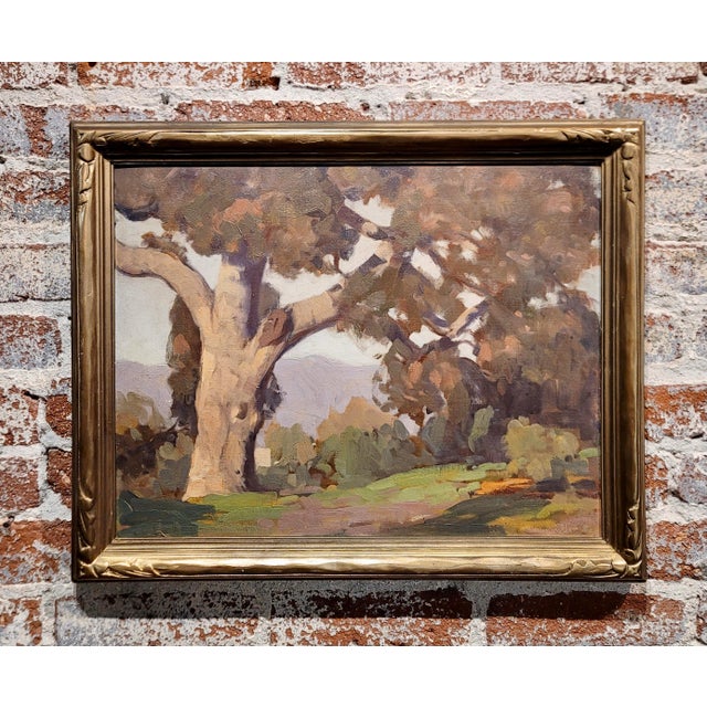 James Elwood Webb - 1934 California large Oak Trees Landscape-Oil painting California Impressionist - Oil painting on...