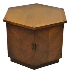 Mid 20th Century Lane Altavista Mid Century Modern Walnut 2 Door Side Drum Cabinet End Table