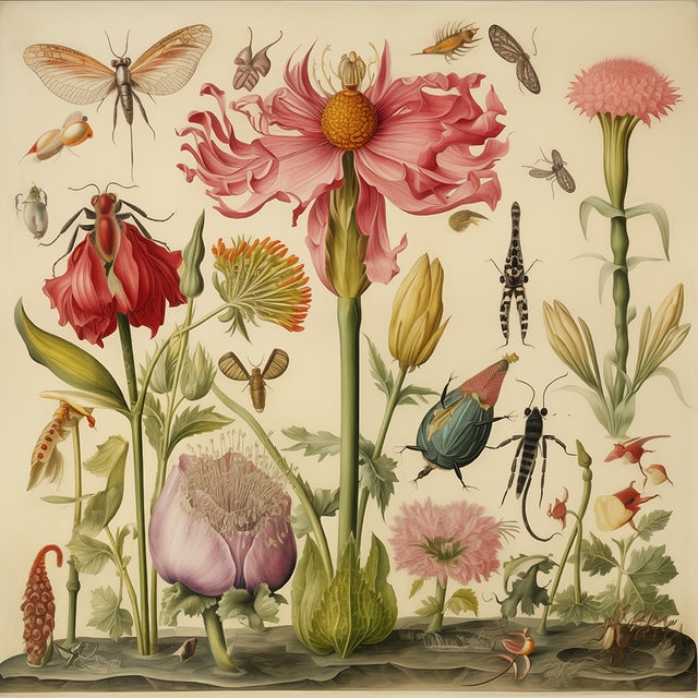 English Insects and Flowers – Natural History Fine Art Print For Sale - Image 3 of 3