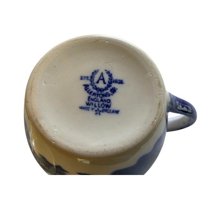 Antique Allertons LTD Blue Willow Creamer and Sugar W/Matching Lid Made in Staffordshire England C. 1929-1942 For Sale - Image 4 of 4