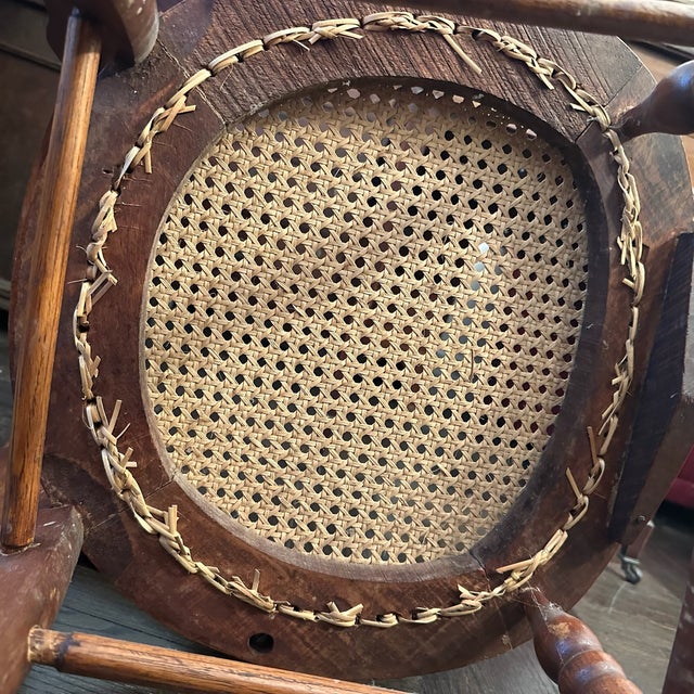 Antique Victorian Eastlake Cane Chair With Burl Inlays For Sale - Image 9 of 9
