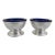 Reed & Barton Sterling Silver Cobalt Blue Glass Liner Pedestal Salt Cellar Pair For Sale