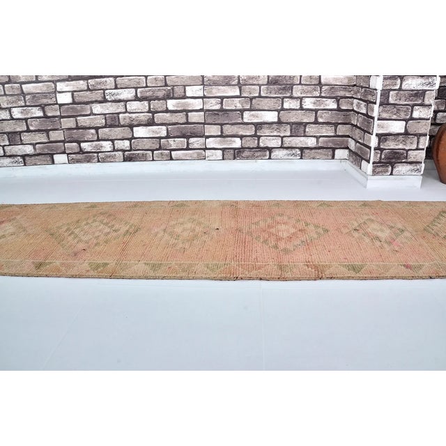 Turkish Vintage Earth Tones Oushak Runner For Sale - Image 3 of 10