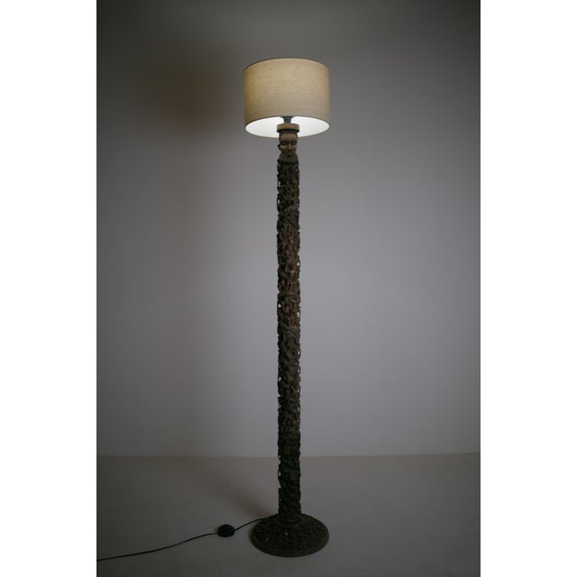 Makonde Floor Lamp in Carved Wood, 1950s For Sale - Image 12 of 15