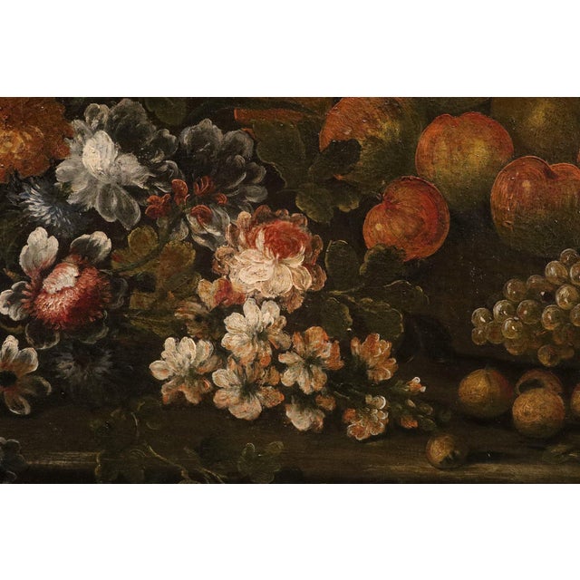Felice Boselli, Still Life of Flowers and Fruit Boselli, 1700, Oil on Canvas For Sale - Image 4 of 15