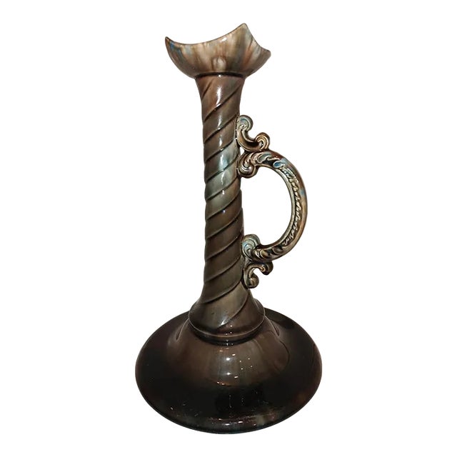 Vintage Drip Glaze Trumpet Vase For Sale