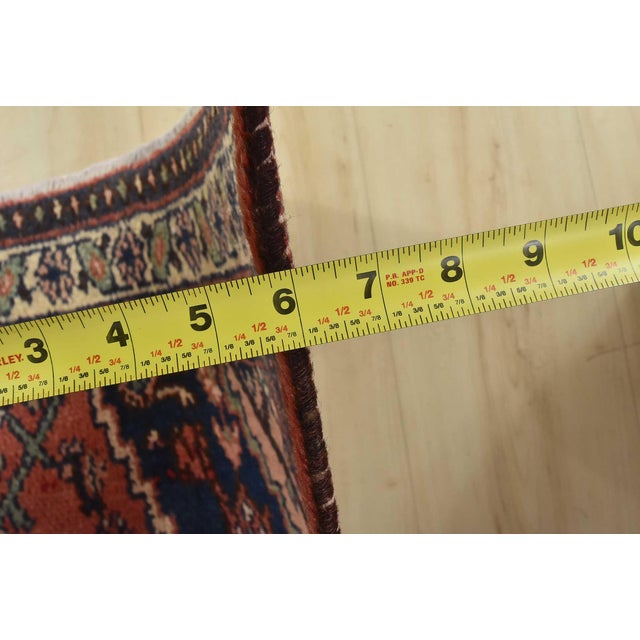 Hamedan Runner 3’7” X 9’6” Pink Wool Semi-Antique Tribal Hand-Knotted Rug For Sale - Image 13 of 15