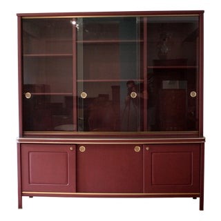 Sideboard in Burgundy Imitation Leather by Umberto Mascagni, 1950s For Sale
