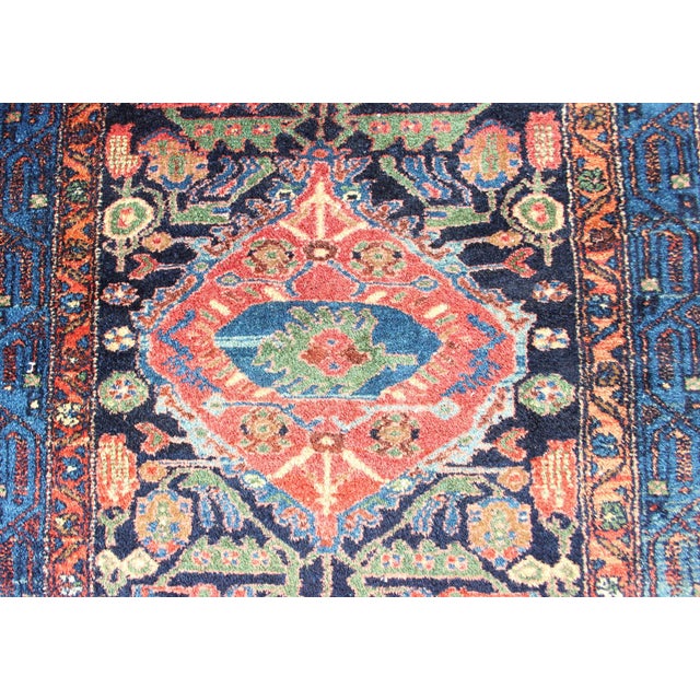 Navy Blue Antique Persian Hamadan Rug With Vibrant Geometric Floral Motifs 3'4 X 6'4 For Sale - Image 8 of 10
