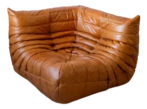 Pine Leather Togo Corner Chair by Michel Ducaroy for Ligne Roset
