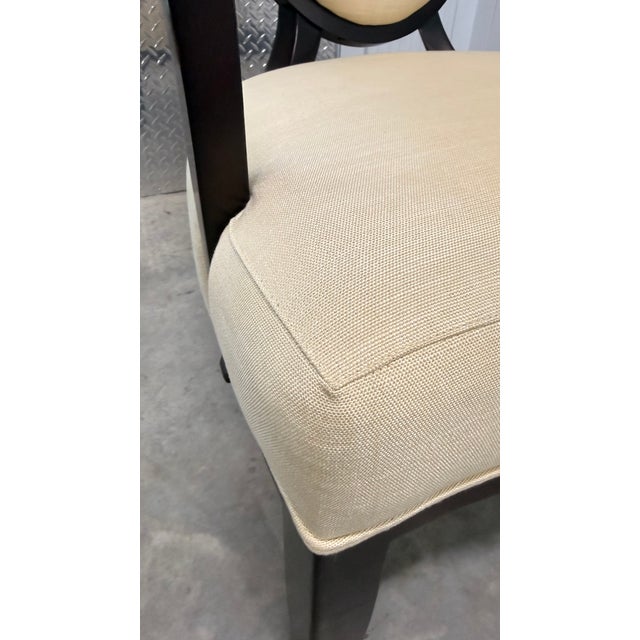 Pair of Baker Furniture Upholstered Barrel Back Lounge Chairs With Oval Medallion Backs For Sale - Image 10 of 15