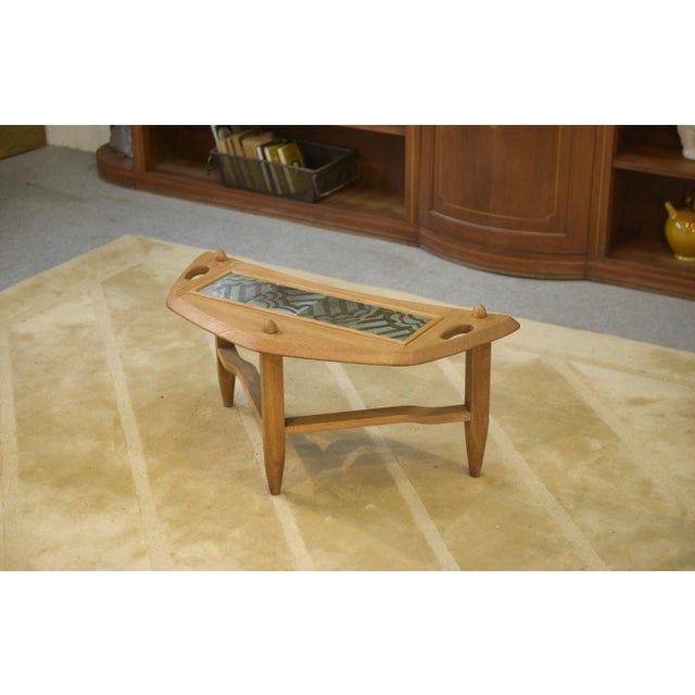 Oak and Ceramic Coffee Table by Guillerme et Chambron for Votre Maison, 1950s For Sale - Image 3 of 11