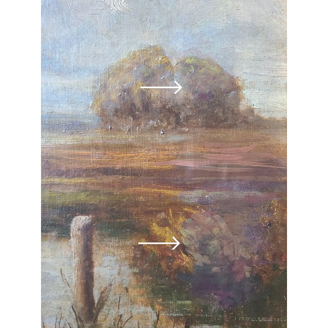 James T. Breen Antique 19th Century Oil Painting Moody Pastoral Landscape With Cows For Sale - Image 17 of 17