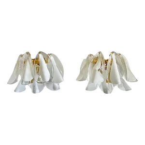 Murano Mazzega White & Clear Glass Wall Sconces