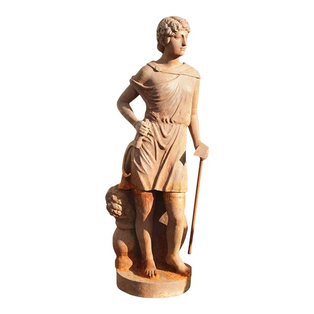 Mid 20th Century Classical Style Figural Life-Size Cast Iron Garden Statue For Sale