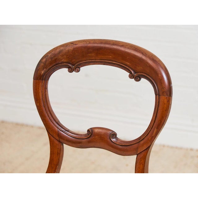 1940’s Carved Sweetheart Chairs Set of Six For Sale - Image 9 of 12