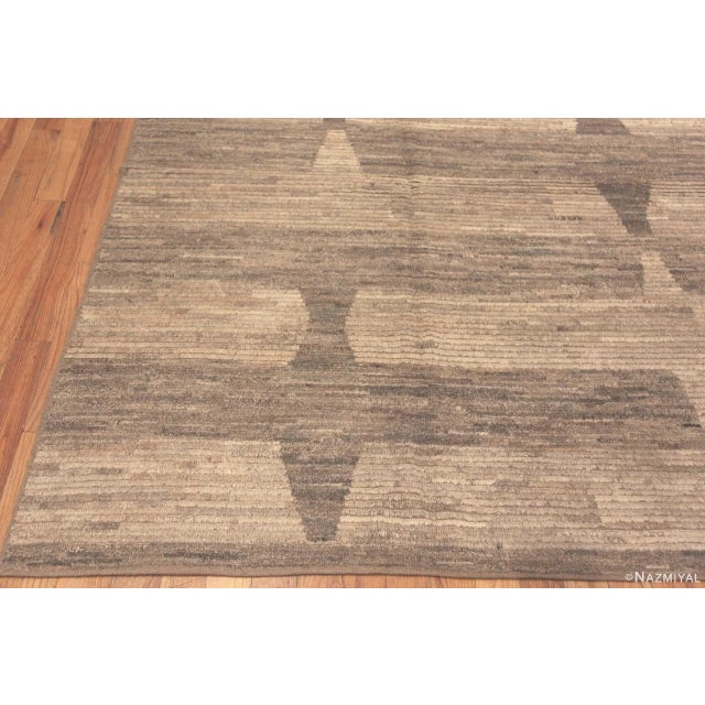 Modern Nazmiyal Collection Geometrically Designed Brown Tones Modern Central Asian Rug For Sale - Image 3 of 5