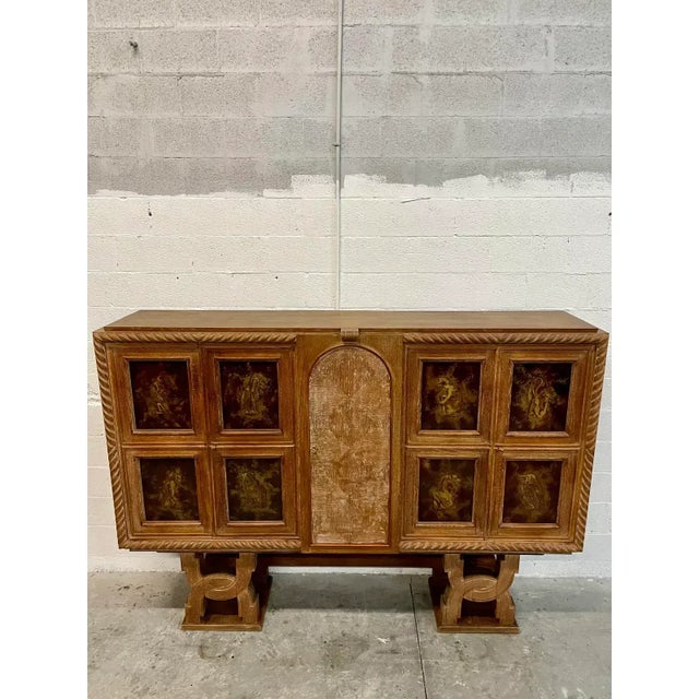 1940s French Art Deco ''Eglomise Mirror'' Sideboard / Bar For Sale - Image 4 of 16
