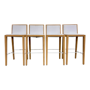 Martin Brattrud Maple Feather Down Upholstered Barstools Style 1045 - Set of 4