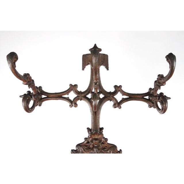 Antique Freestanding Victorian Cast Iron Ornate Hall Tree For Sale In New York - Image 6 of 12