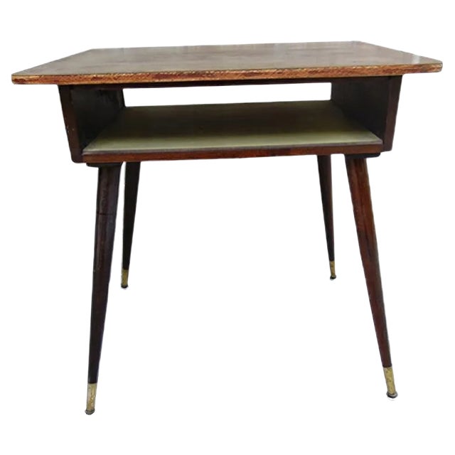 Mid-Century Industrial German Beech Side Table For Sale