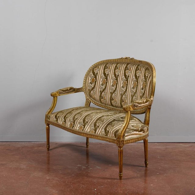 Napoleon III Style Two-Seater Golden Sofa For Sale - Image 3 of 9