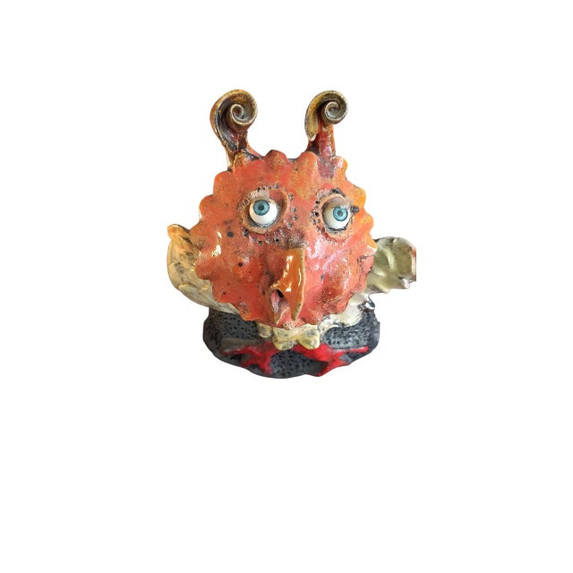 Jean Linard, Raku Owl Sculpture by Jean Linard, 2002, Ceramic For Sale - Image 6 of 10
