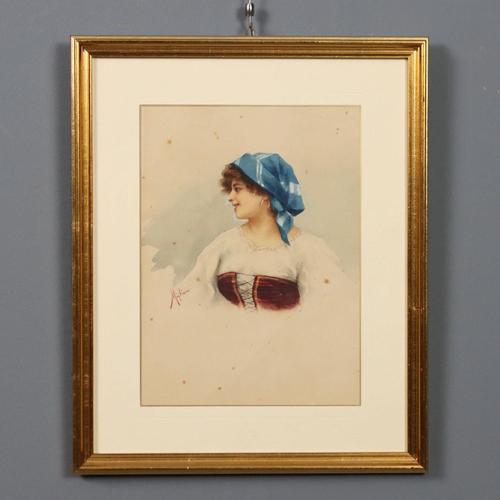 Vincenzo Migliaro, Portrait, Watercolor For Sale - Image 10 of 10