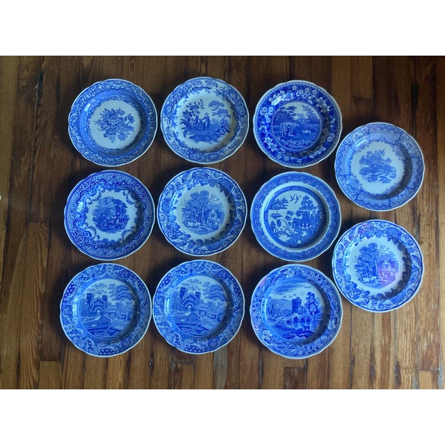 Spode Set of 11 Room Collection Spode Blue Room Dinner Plates For Sale - Image 4 of 13