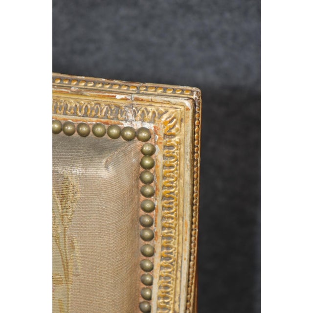 Pair 19th Century French Louis XVI Giltwood Aubusson Armchairs For Sale - Image 13 of 14