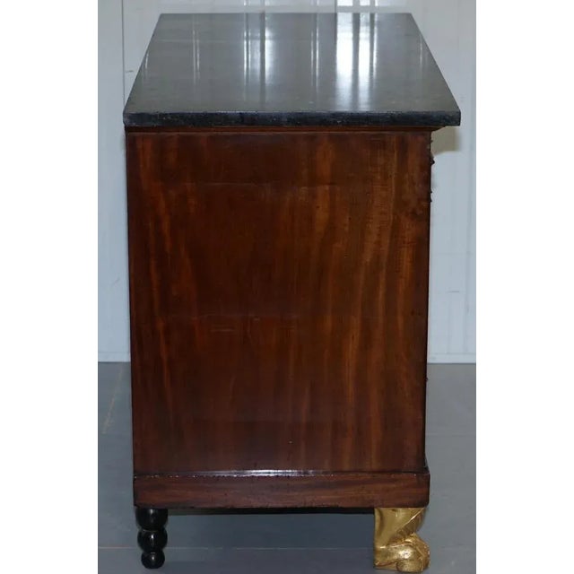 19th Century French Empire Marble Top Chest with Drawers & Lion Hairy Paw Feet For Sale - Image 12 of 18