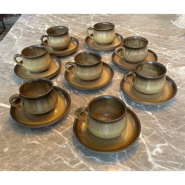 Mid-Century Denby Cup and Saucers Set- 16 Pieces For Sale - Image 4 of 11