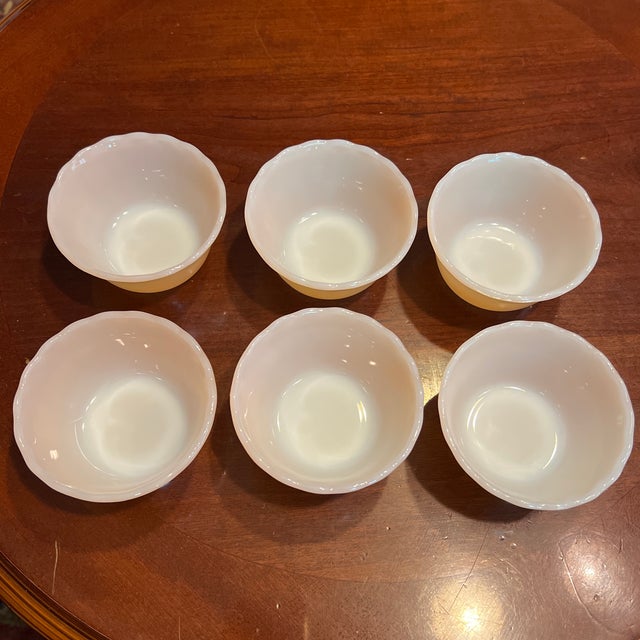 Vintage Fire King Peach Custard Cups, Ramekins, Set of Six Dessert Cups For Sale - Image 4 of 9
