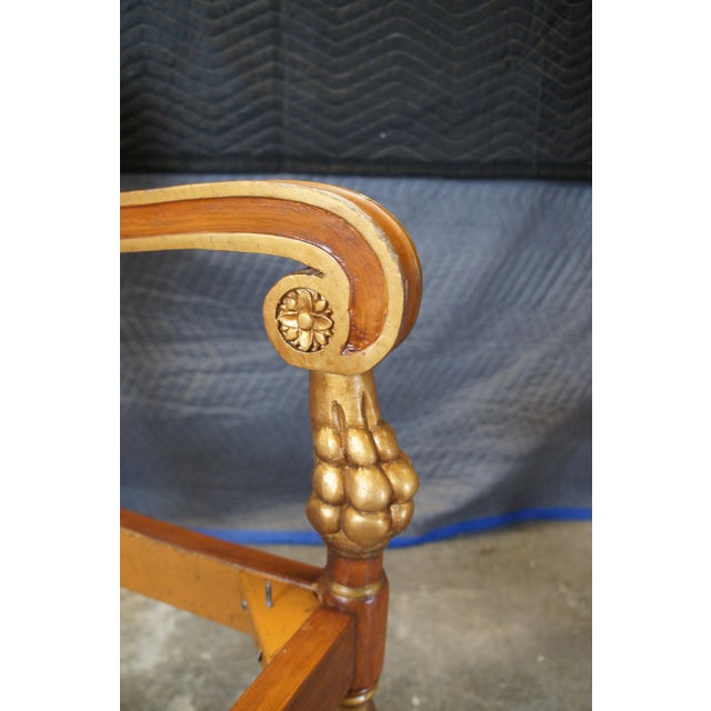 Mid 20th Century Mid 20th Century Vintage Italian Regency Hand Painted Scrolled Reticulated Armchair Frames - Set of 2 For Sale - Image 5 of 12