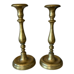 Antique Solid Brass, Classical Candlestick Holders- a Pair