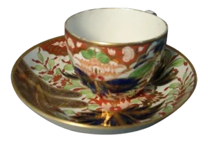 1810 Worcester Imari Porcelain 276 Thumb & Finger Pattern Bute Shaped Cup & Saucer - A Pair
