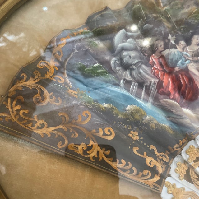 Wood Victorian Framing Fan Represented French Scene For Sale - Image 7 of 12