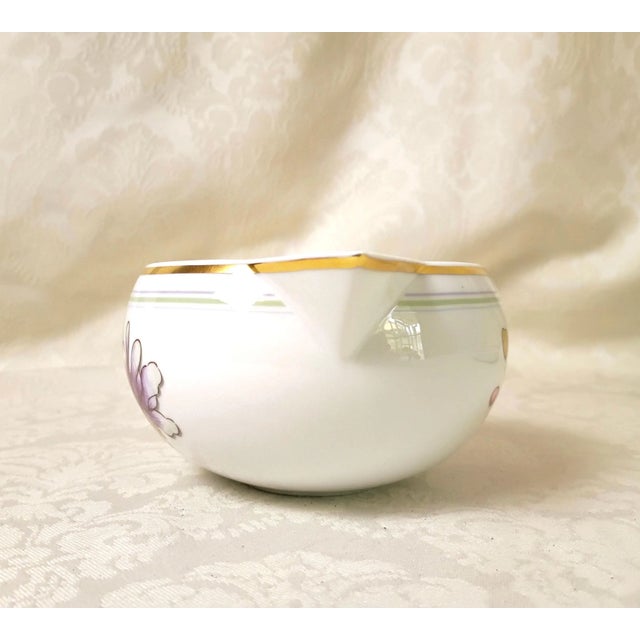 Metal New Vista Alegre Illuminati Sauceboat With Matching Pink Under Plate Portugal Luxury Hand Painted Porcelain Watercolor Lotus Flower New With Tag For Sale - Image 7 of 10