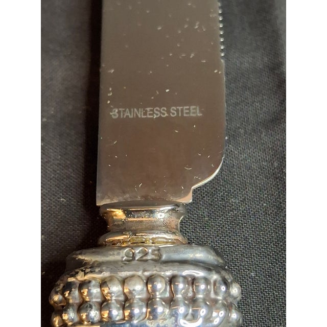 1990s Mazon Sterling Silver .925 Shabbat Challah Knife 13" Serrated Steel in Box Judaica For Sale - Image 4 of 18