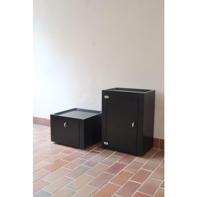 Postmodern Black Lacquered Cabinets by Roche Bobois, France, 1990s, Set of 2 For Sale - Image 3 of 15