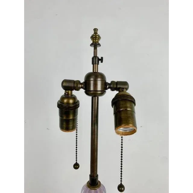 1950s Soft Lavender/ Gold Flecked Venetian Blown Glass Table Lamp For Sale - Image 10 of 12
