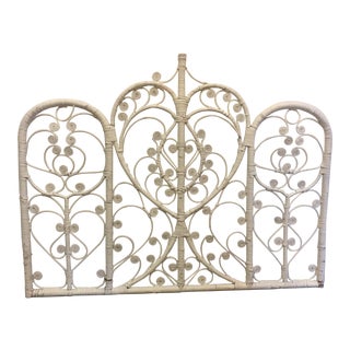Boho Chic Twin Size WIcker Peacock Headboard For Sale