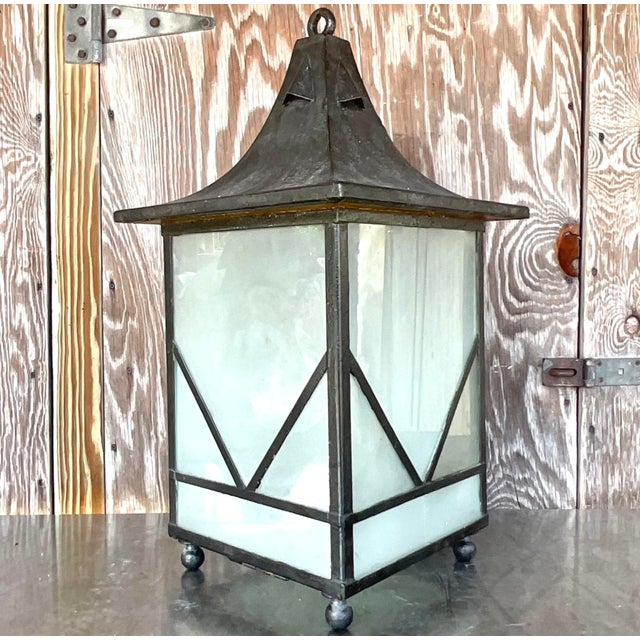 Mid 20th Century Vintage Boho Iron Lantern For Sale - Image 5 of 5