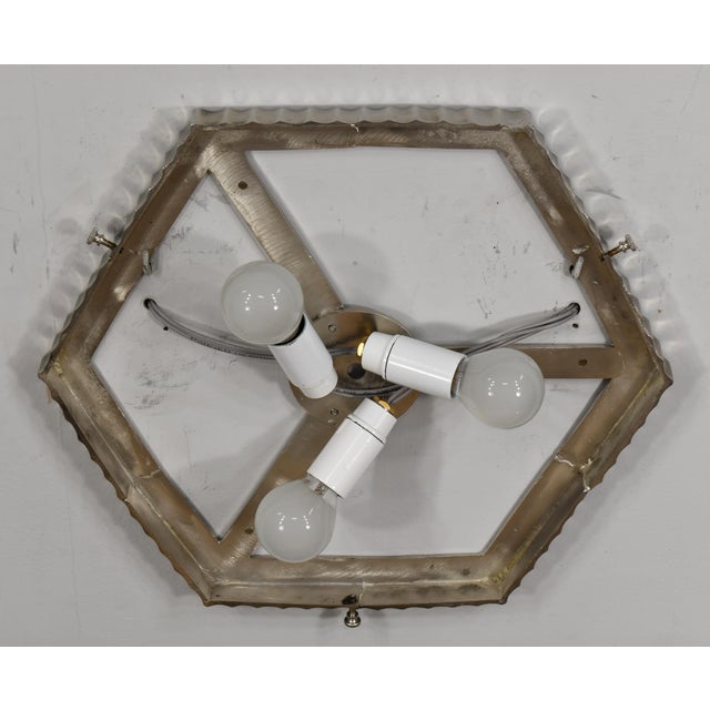 1930s Georges Leleu French Art Deco Geometric Glass Flush Mount - 2 Available For Sale - Image 11 of 14
